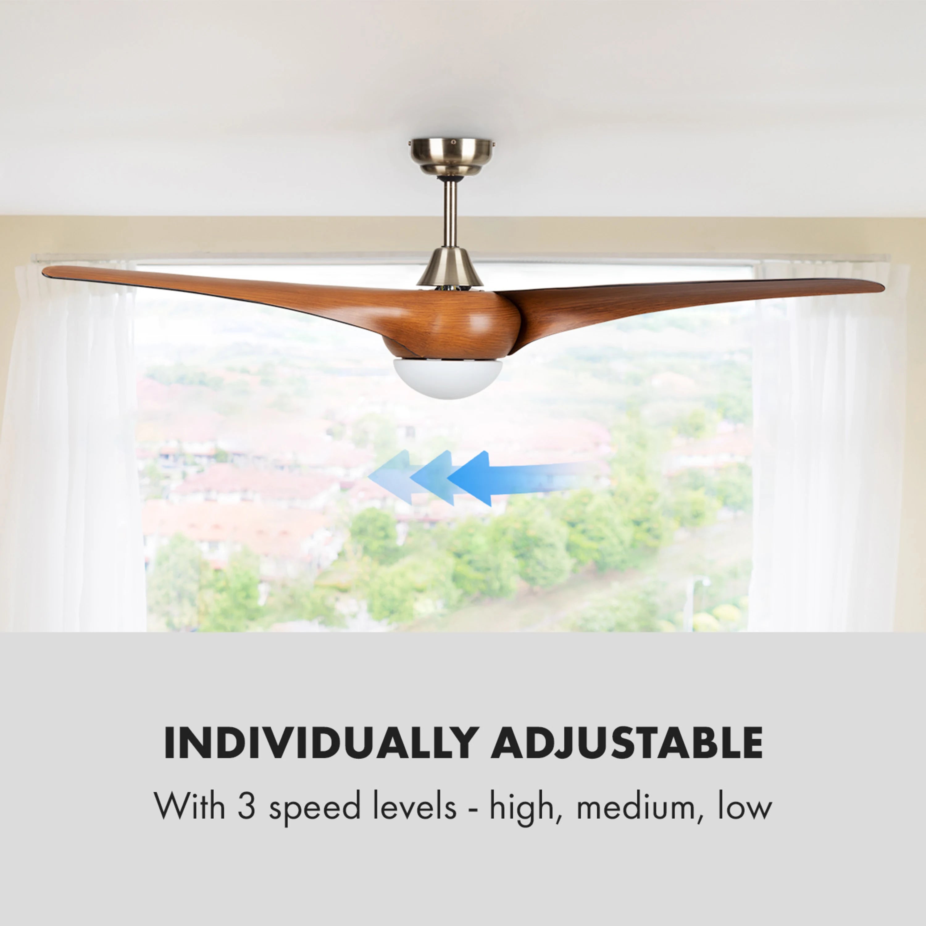 Ventilatore da Soffitto Monteverde – Lampadario 2‑in‑1 con Telecomando, 132 cm, 3 Velocità