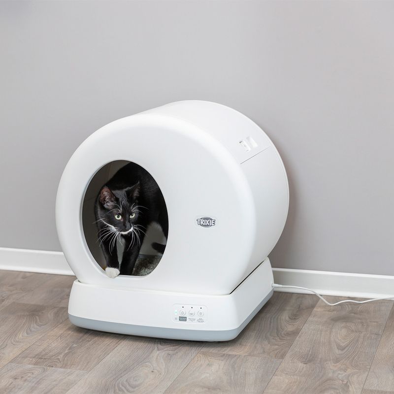 Lettiera autopulente Trixie per gatti – rotazione automatica, contenitore rifiuti 5 L, senza elettricità