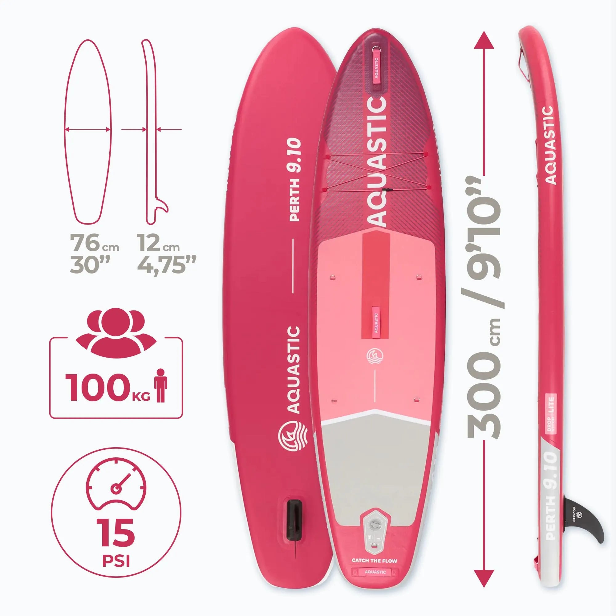 AQUASTIC Perth 10’8″ – Tavola SUP Gonfiabile All‑Round Leggera e Versatile