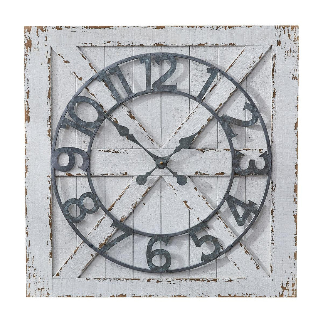 Orologio da Parete “Barn Door” in Legno Stile Rustico 60×60×4,5 cm