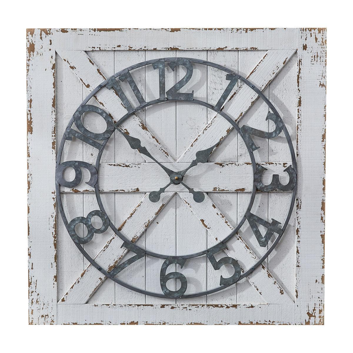 Orologio da Parete “Barn Door” in Legno Stile Rustico 60×60×4,5 cm