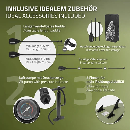 ECD Germany Makani 320×80×15 cm – Tavola SUP Gonfiabile All‑Round Robusta e Versatile