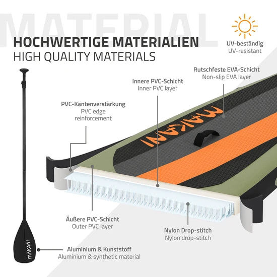 ECD Germany Makani 320×80×15 cm – Tavola SUP Gonfiabile All‑Round Robusta e Versatile