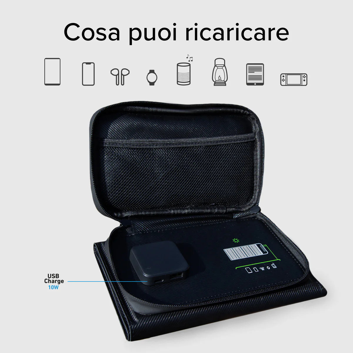 Pannello Solare Pieghevole SBS 10 W – Energia Solare Portatile Leggera ed Efficiente