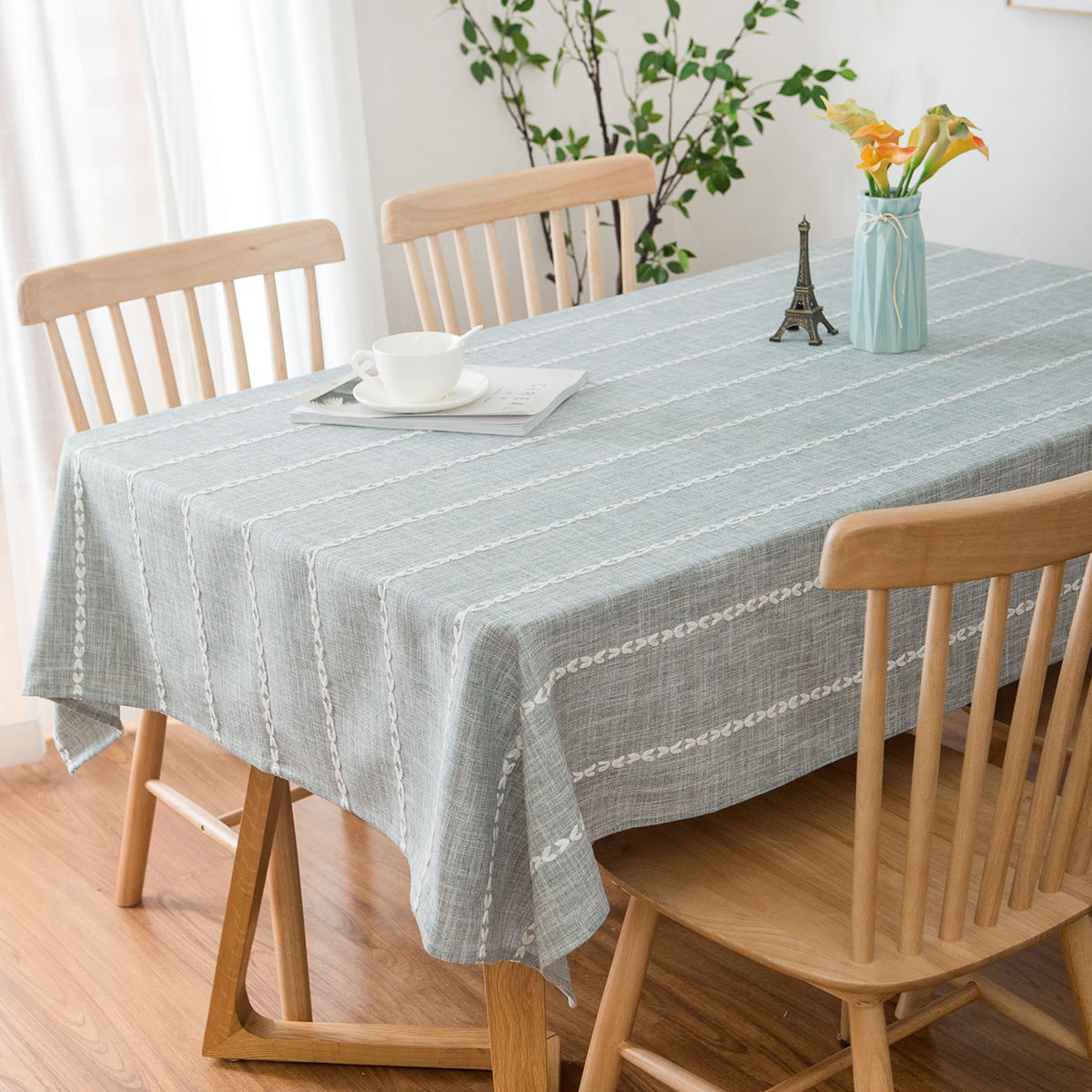 Tovaglia Quadrata in Cotone e Lino Stile Nordico 140×140 cm