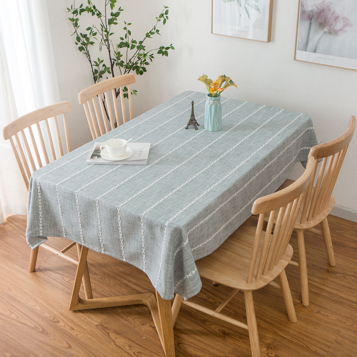 Tovaglia Quadrata in Cotone e Lino Stile Nordico 140×140 cm