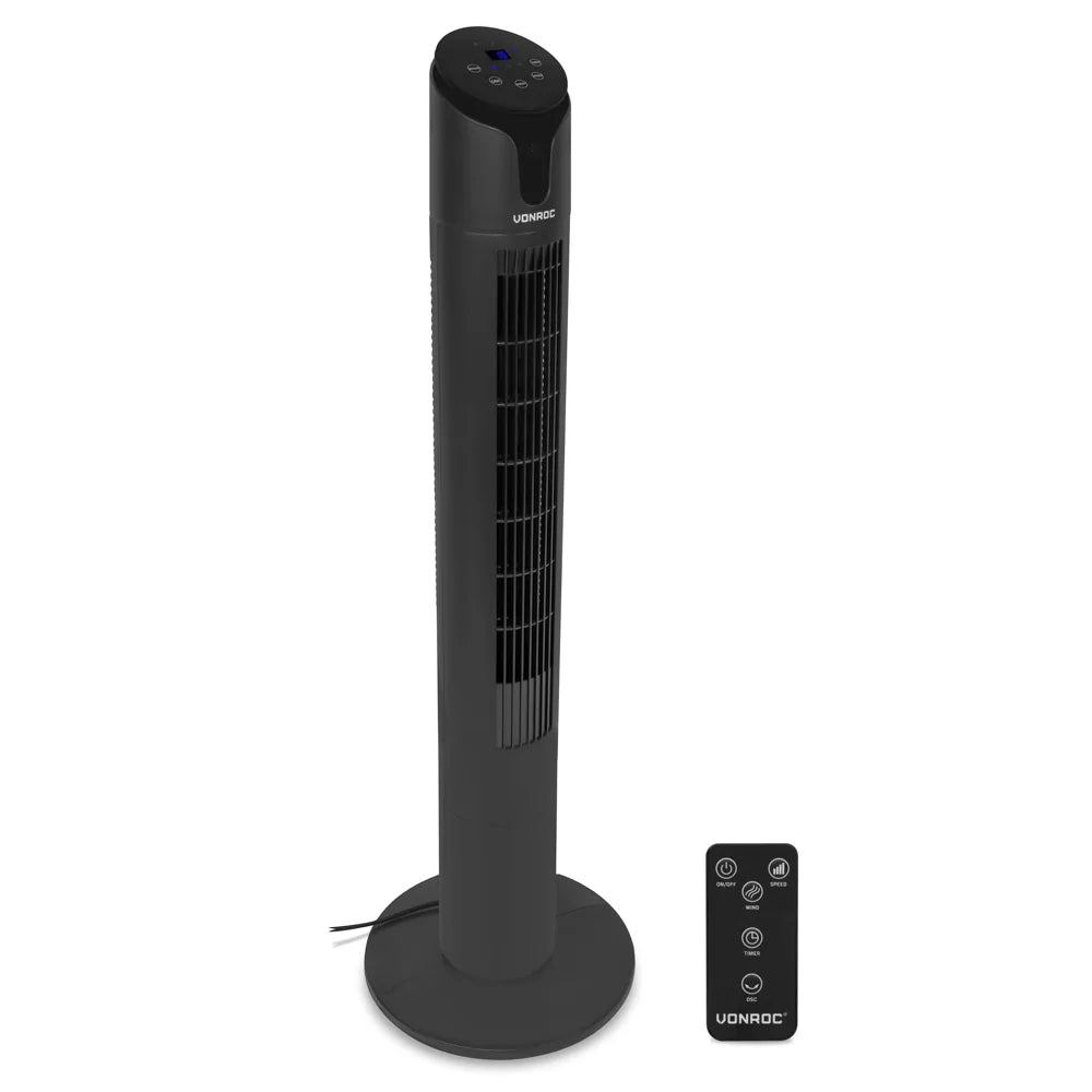 Ventilatore a Colonna Vonroc – 110 cm, 3 Velocità, Timer e Telecomando Incluso
