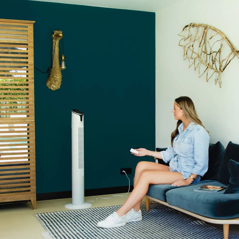 Ventilatore di Lusso Vonroc – 110 cm, 3 Velocità, Oscillazione, Bianco con Telecomando