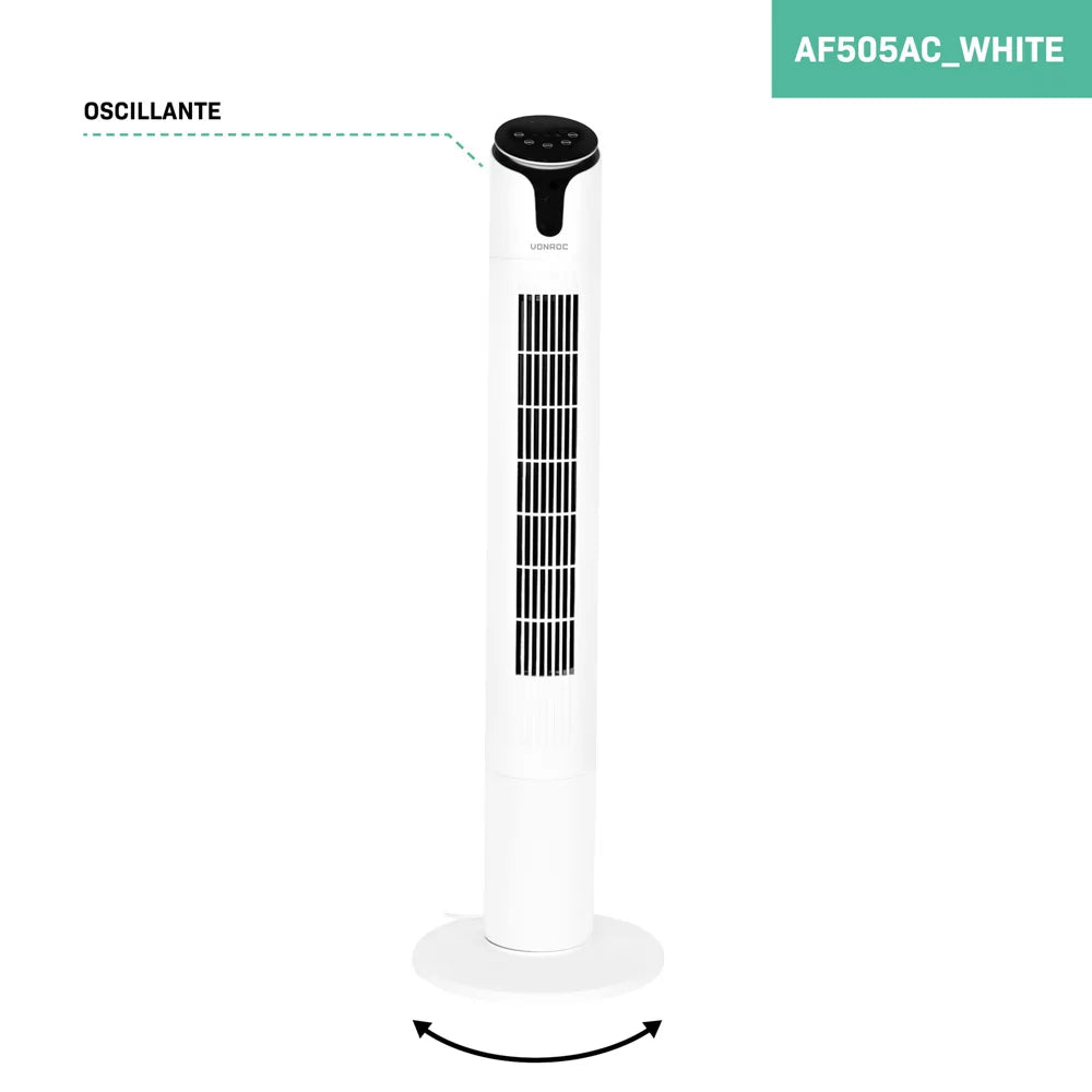 Ventilatore di Lusso Vonroc – 110 cm, 3 Velocità, Oscillazione, Bianco con Telecomando