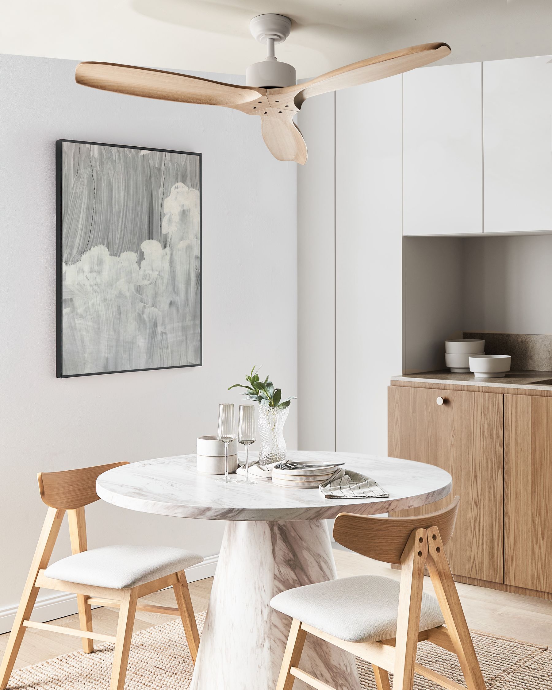 Ventilatore da Soffitto ARANI – Legno Chiaro, Telecomando, 3 Velocità, Rotazione Reversibile