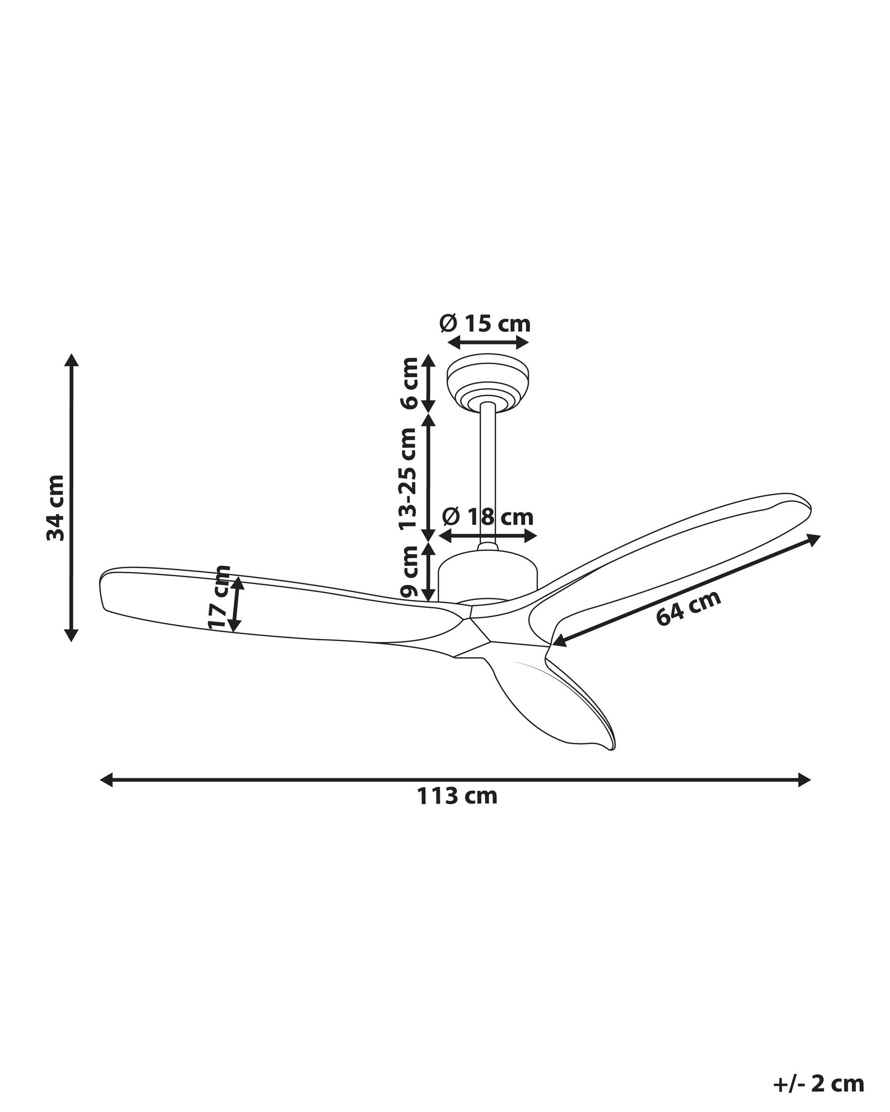 Ventilatore da Soffitto ARANI – Legno Chiaro, Telecomando, 3 Velocità, Rotazione Reversibile