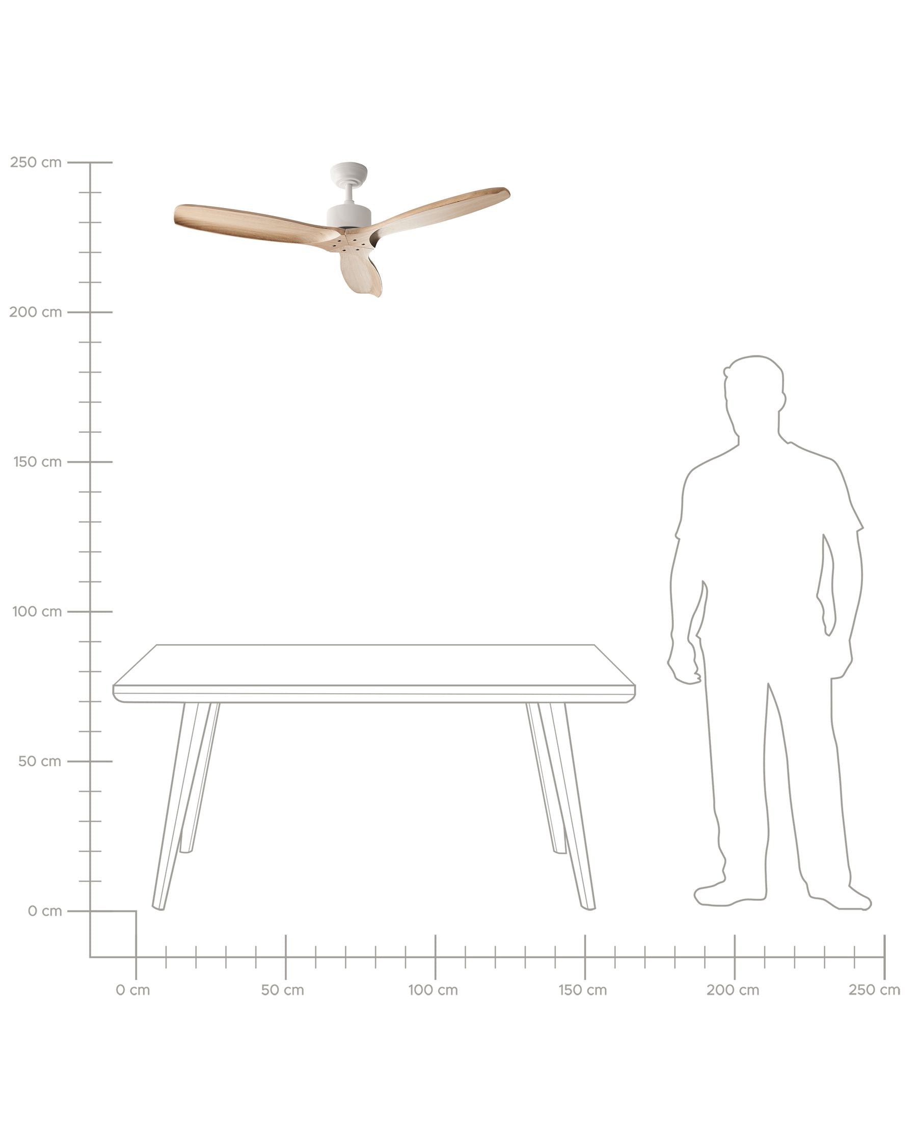 Ventilatore da Soffitto ARANI – Legno Chiaro, Telecomando, 3 Velocità, Rotazione Reversibile