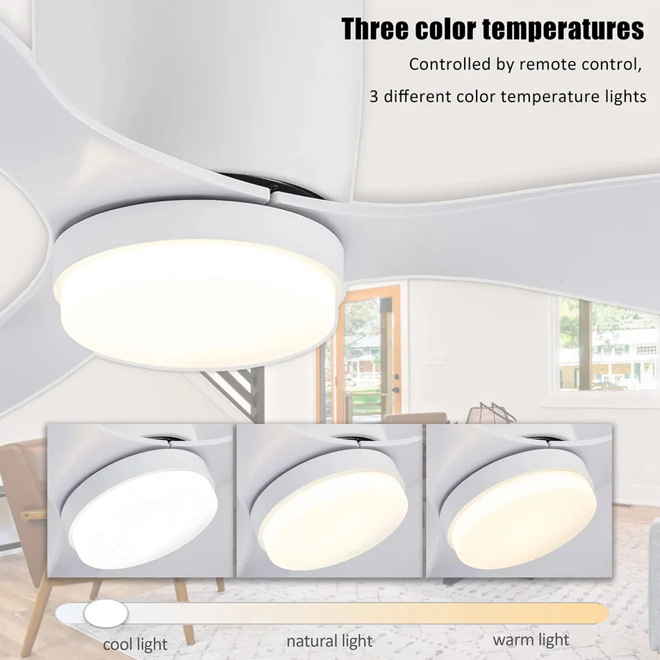Ventilatore da Soffitto Moderno con Luce LED e Telecomando – Silenzioso, Funzione Estate/Inverno