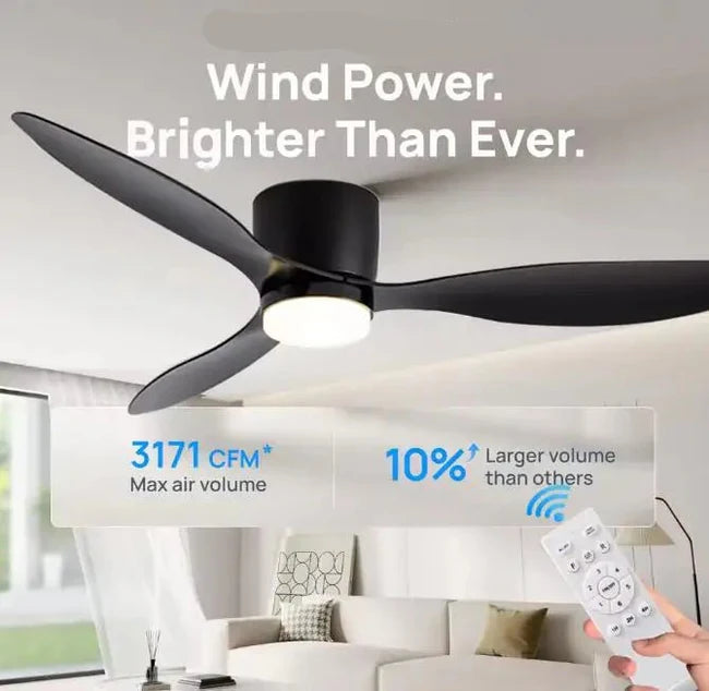 Ventilatore da Soffitto Moderno con Luce LED e Telecomando – Silenzioso, Funzione Estate/Inverno